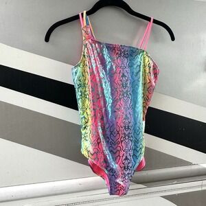WONDER NATION METALLIC ONE PIECE SWIMSUIT Girls Size L (10-12) Asymmetrical